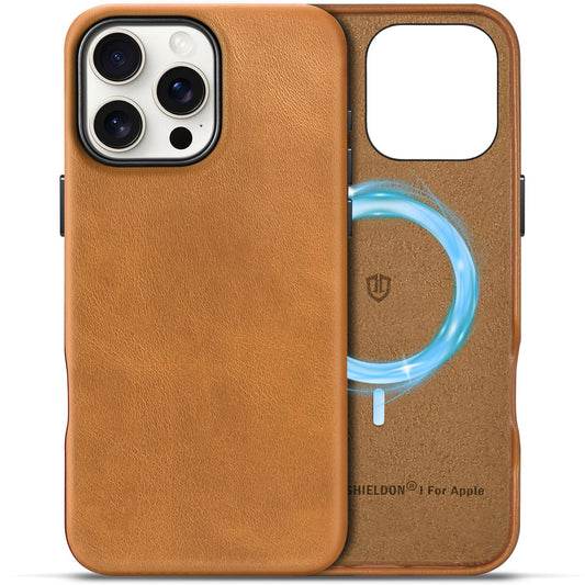 Genuine Leather Case for iPhone 16 Pro Max 6.9" Frame Cover - Horse Brown